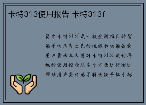 卡特313使用报告 卡特313f